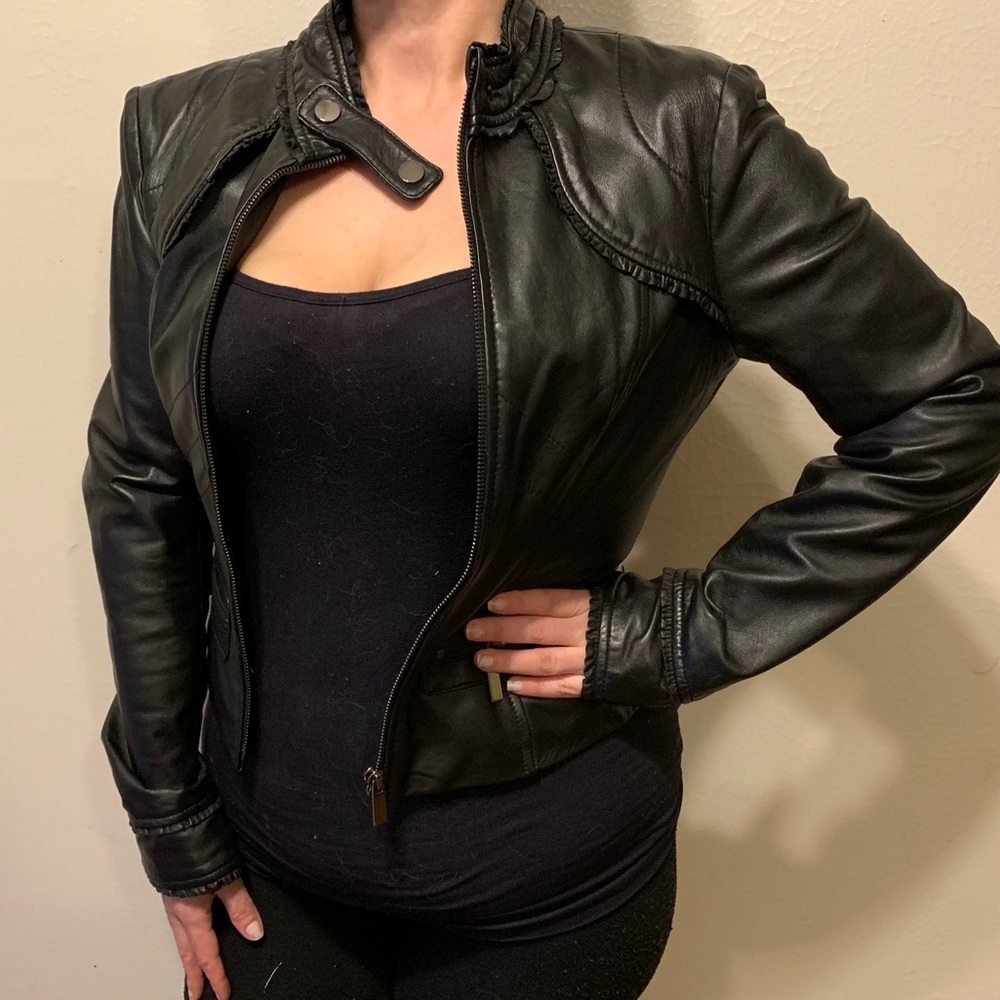 Bebe leather moto jacket
